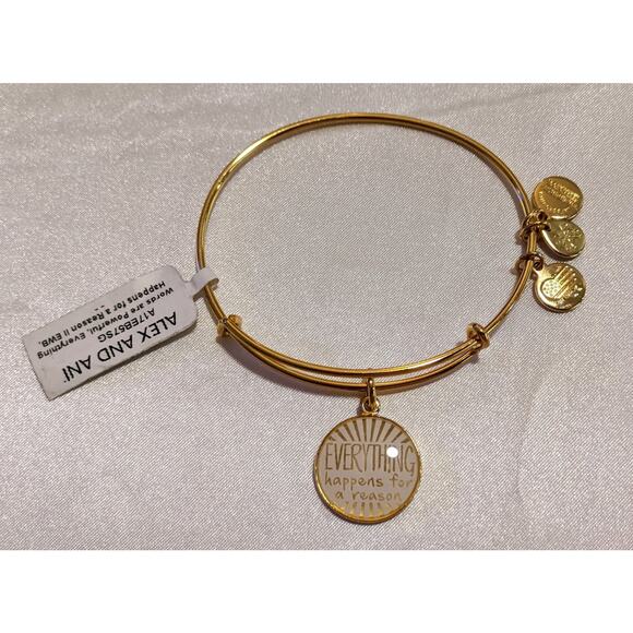 Alex And Ani "Everything Happens For A Reason" Adjustable Charm Bangle Bracelet - Picture 1 of 4